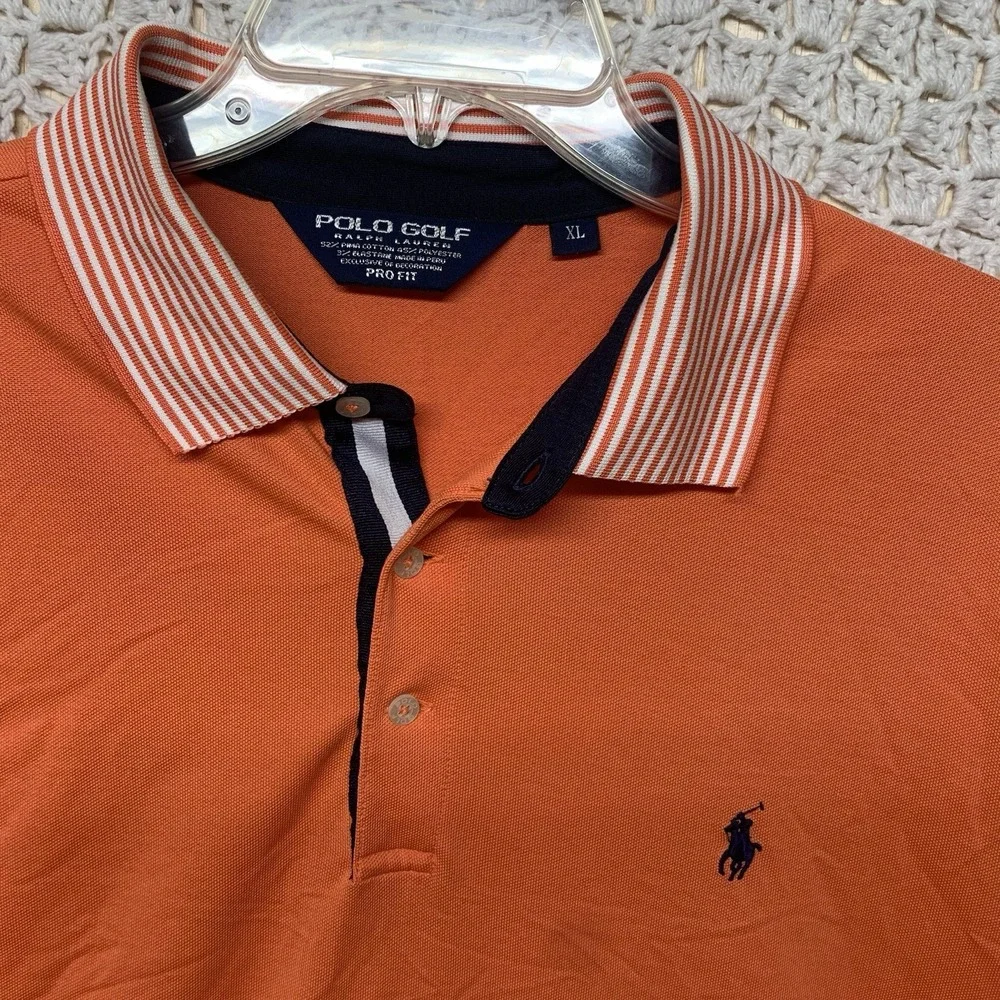 Polo Golf Ralph Lauren Shirt‎ Men XL Orange Pima Cotton Blend Polo Pro Fit